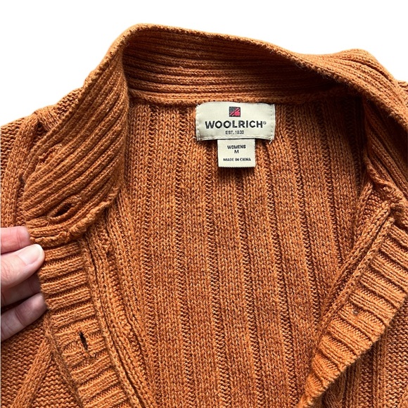 Women’s Woolrich Cardigan Pumpkin Orange Cotton Blend size medium - Picture 2 of 6